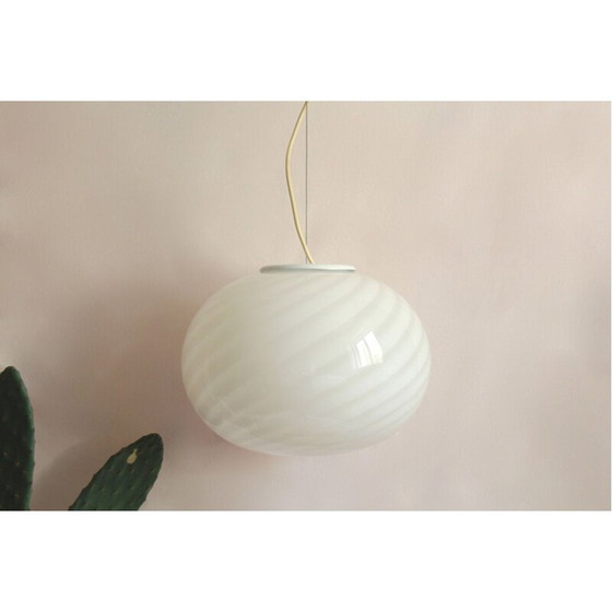 Image 1 of Vintage Calla Swirl Murano Ceiling Lamp Italy 1970s