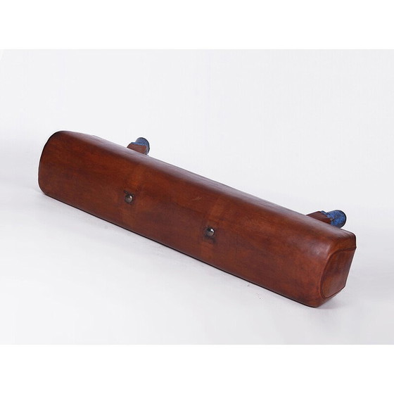 Image 1 of Vintage gymnastic leather pommel horse bench, Czechoslovakia 1930s