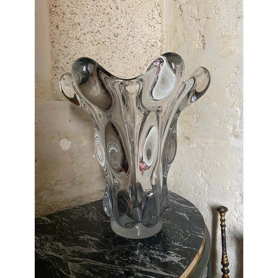 Image 1 of Vintage vase "Giraffe head" from the Vannes crystal factory, 1950