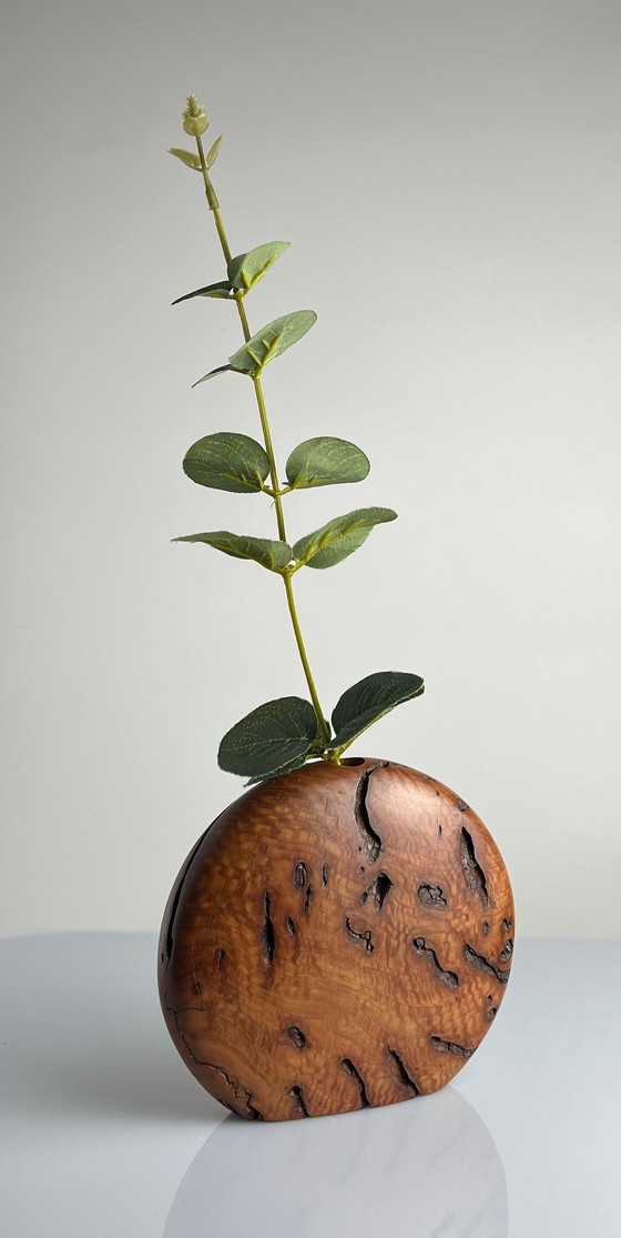 Image 1 of Blackbutt Burl Wooden Vase With Signature