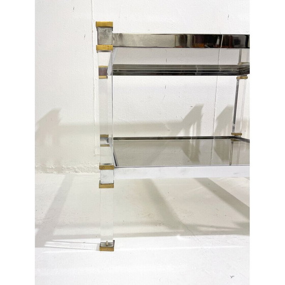Image 1 of Pair of vintage brass and glass side tables, 1970