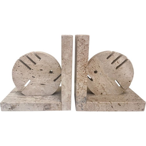 Pair of vintage travertine bookends by Fratelli Mannelli, Italy 1970s