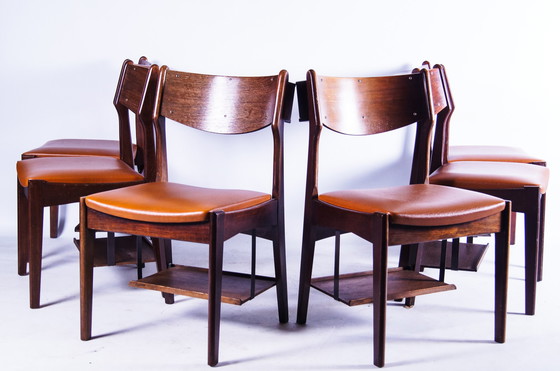 Image 1 of 6x Vintage teak & rosewood design private schoolchairs