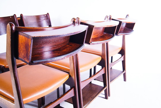 Image 1 of 6x Vintage teak & rosewood design private schoolchairs