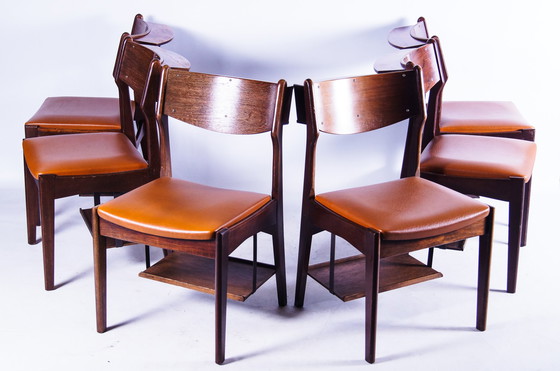 Image 1 of 6x Vintage teak & rosewood design private schoolchairs