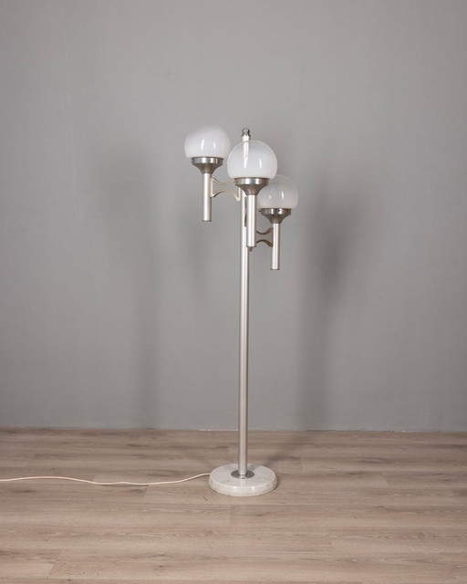 Vintage 70S Floor Lamp With Three Lights In Glass Sciolari Style