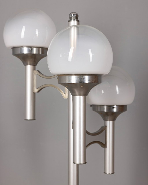 Vintage 70S Floor Lamp With Three Lights In Glass Sciolari Style