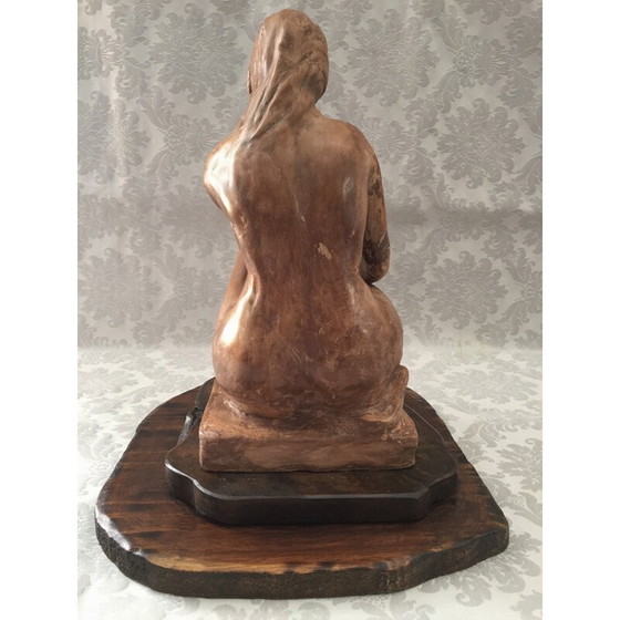 Image 1 of Vintage sculpture "Naked kneeling woman" in clay, France 1950
