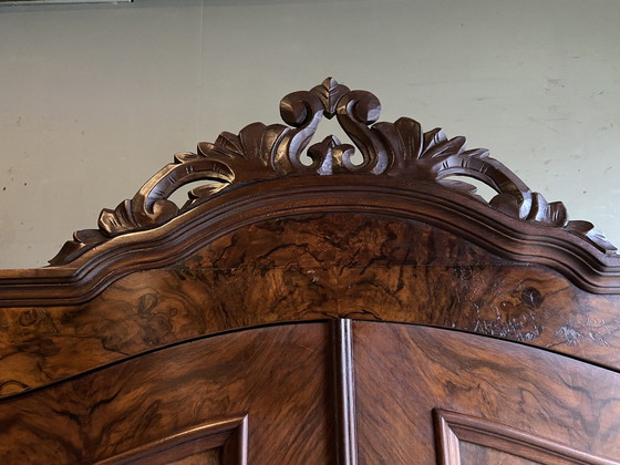 Image 1 of Art Deco Crested Cabinet Walnut