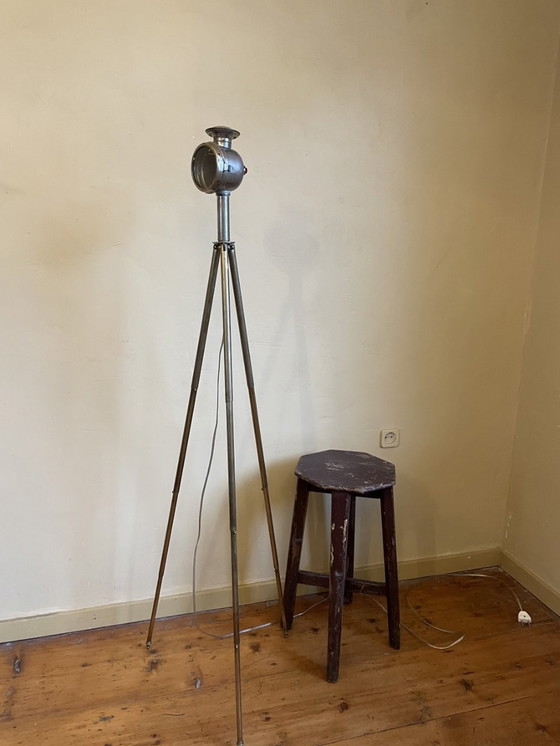 Image 1 of Floor Lamp Floor Lamp Standing Lamp On Old Brass Tripod Fsans