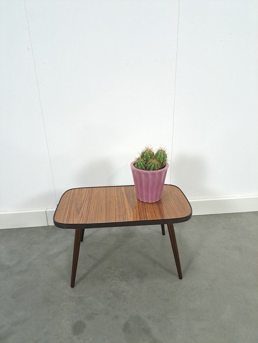 Side Table With Brown Wood Look Formica Top With Black Edge No. 7 Plant Table