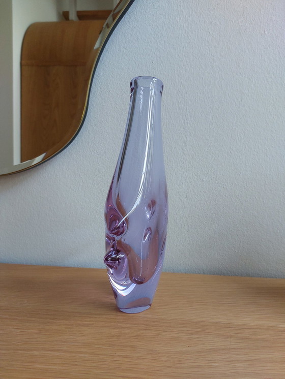 Image 1 of Vintage Bohemia Vase en verre Lila Miloslav Klinger 1970