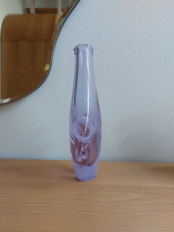 Image 1 of Vintage Bohemia glass vase purple Miloslav Klinger 1970
