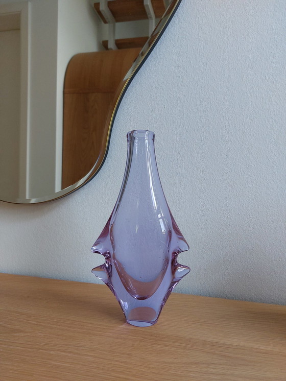 Image 1 of Vintage Bohemia Vase en verre Lila Miloslav Klinger 1970