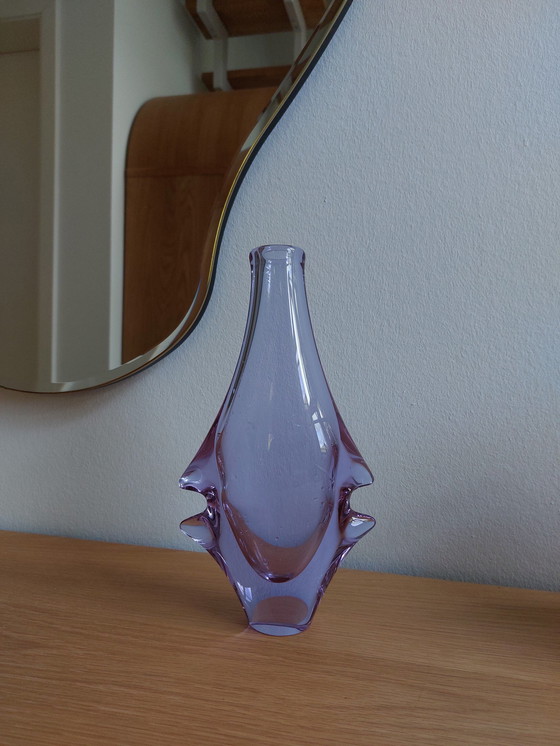 Image 1 of Vintage Bohemia Vase en verre Lila Miloslav Klinger 1970