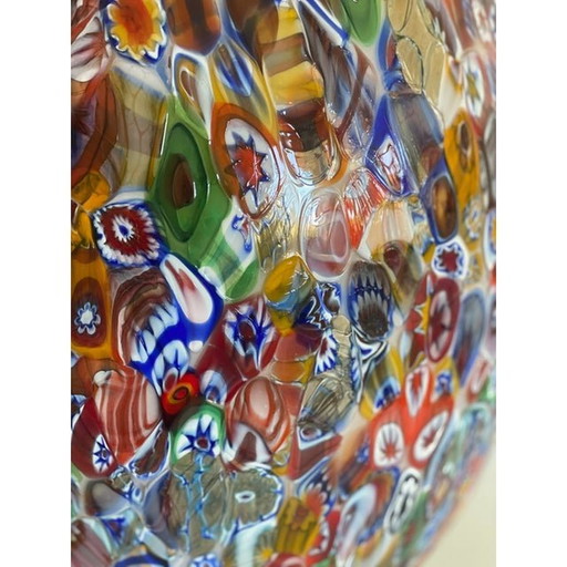 Contemporary Floral Multicolor Murano Style Glass Egg Table Lamp