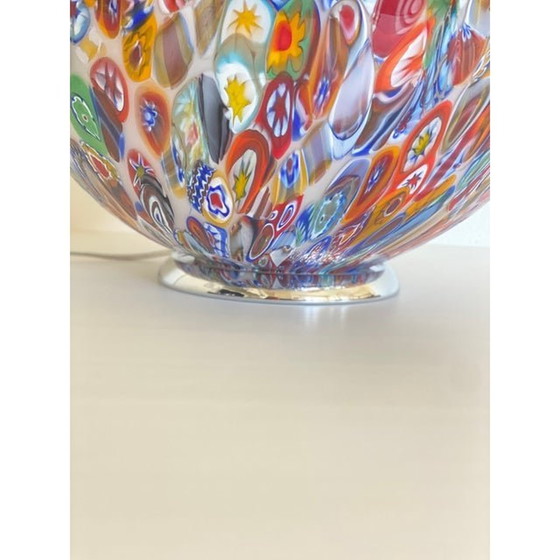 Image 1 of Lampada da tavolo a forma di uovo in vetro di Murano multicolore in stile floreale contemporaneo