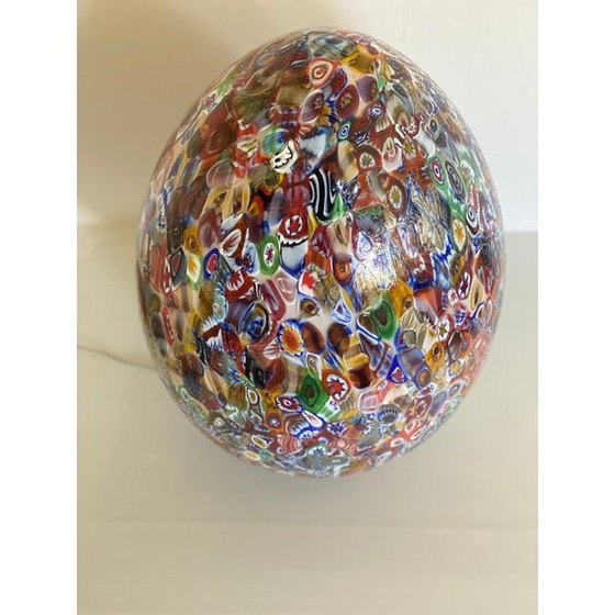 Image 1 of Lampada da tavolo a forma di uovo in vetro di Murano multicolore in stile floreale contemporaneo