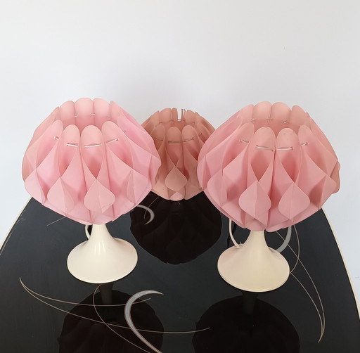 Zicoli two space age bedside lamps with pink screen