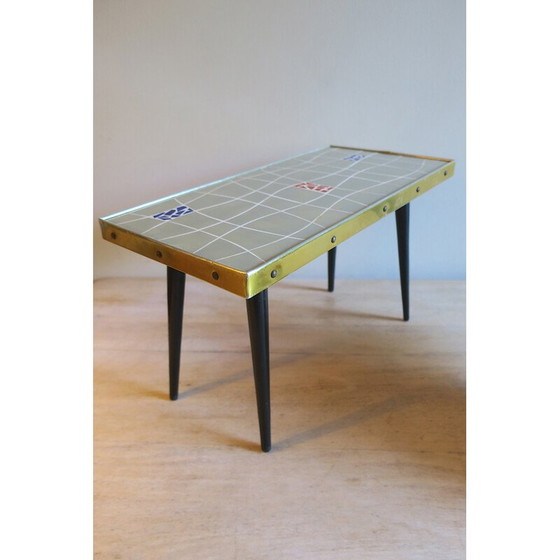 Image 1 of Mid century ceramic tiled coffee table with splayed legs, 1950s-1960s