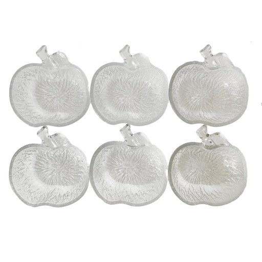 Juego de cuencos de cristal vintage con forma de manzana