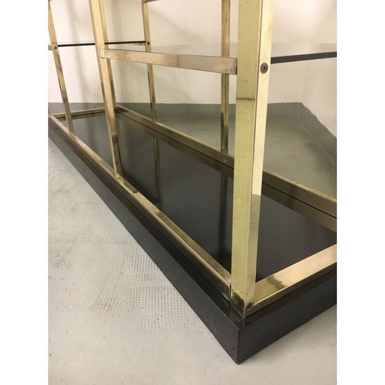 Image 1 of Mensola vintage in ottone e vetro di Romeo Rega, Italia 1970