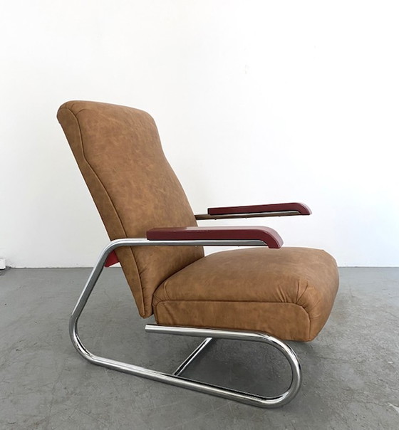 Image 1 of tubular chrome armchair