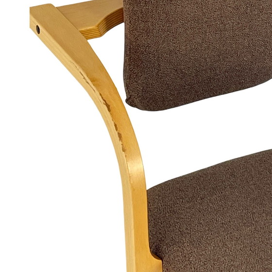 Image 1 of Peter Opsvik - Stokke - Actulum - Ergonomically Shaped Rocking Chair - Brown Upholstery And Wooden Frame