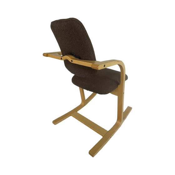 Image 1 of Peter Opsvik - Stokke - Actulum - Ergonomically Shaped Rocking Chair - Brown Upholstery And Wooden Frame