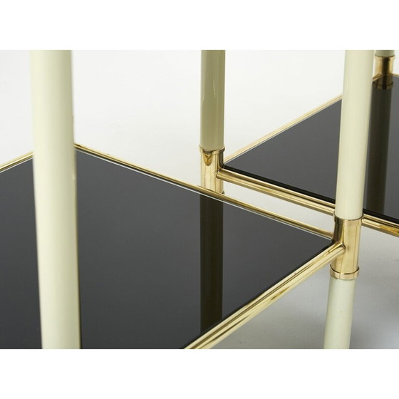 Image 1 of Coppia di comodini vintage in ottone e vetro di Tommaso Barbi, 1970