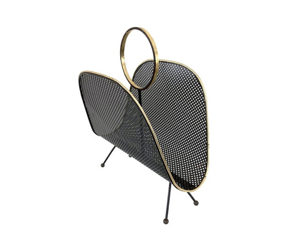 Image 1 of Magazine rack - Perforated metal - Brass - Attributed to Mathieu Matégot - 1950