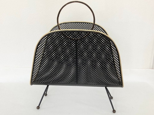 Magazine rack - Perforated metal - Brass - Attributed to Mathieu Matégot - 1950