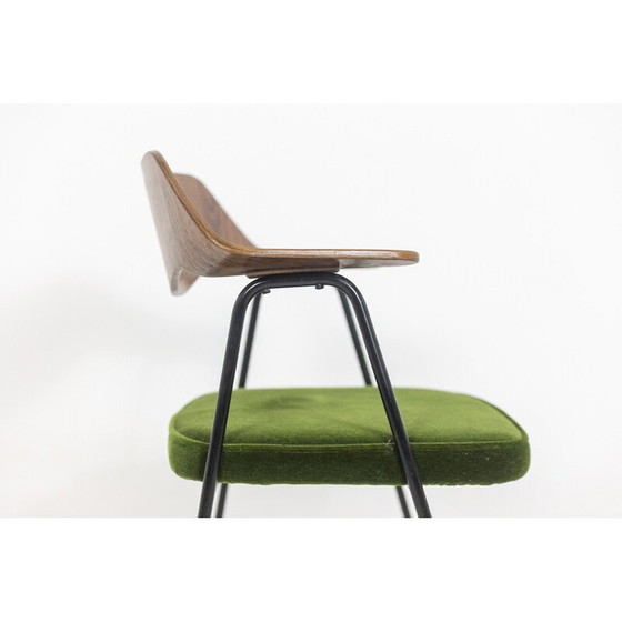 Image 1 of Vintage armchair in black metal and curved plywood by Robin Day, 1950