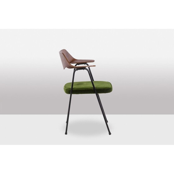 Image 1 of Vintage armchair in black metal and curved plywood by Robin Day, 1950
