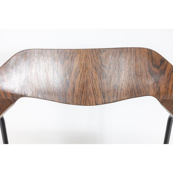 Image 1 of Vintage armchair in black metal and curved plywood by Robin Day, 1950
