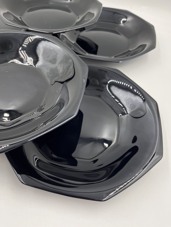 Image 1 of Set Of 6 Black Soup Plates