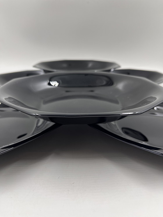 Image 1 of Set Of 6 Black Soup Plates