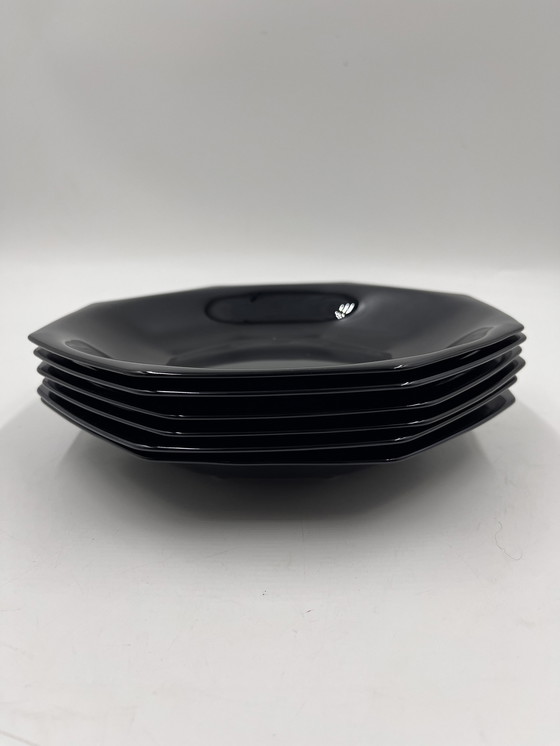 Image 1 of Set Of 6 Black Soup Plates