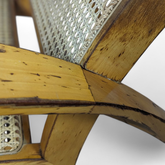 Image 1 of Lettino prendisole vintage in faggio e rattan, anni '40