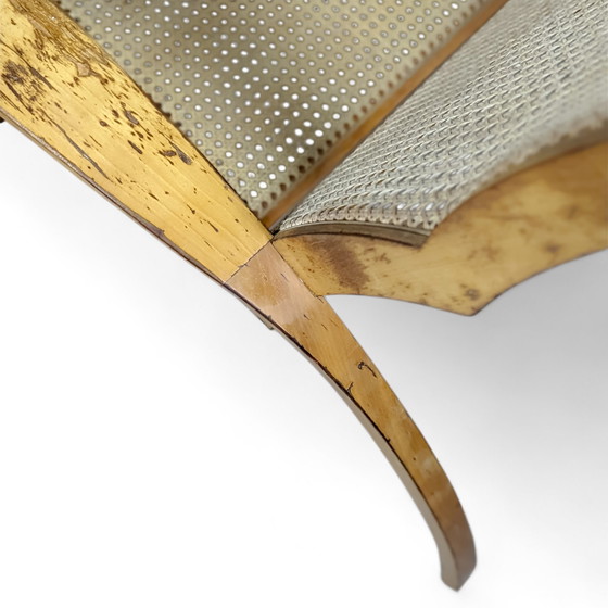 Image 1 of Lettino prendisole vintage in faggio e rattan, anni '40