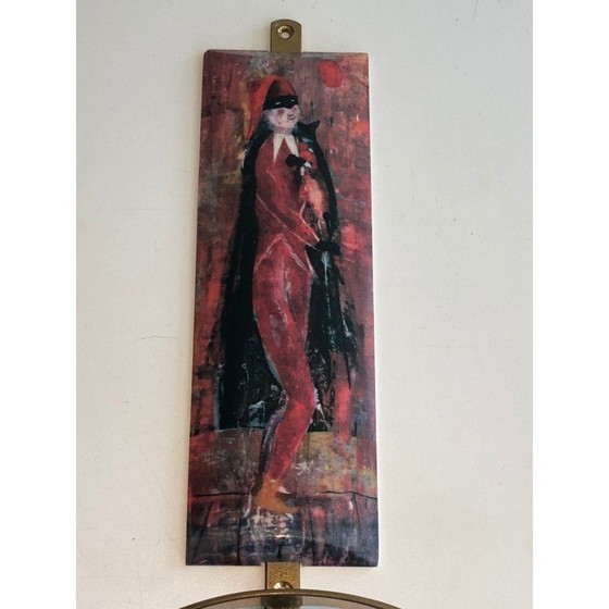 Image 1 of Pair of vintage coat hooks depicting characters from the Comedia Del Arte, 1970