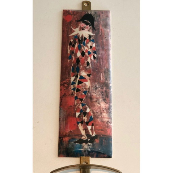 Image 1 of Pair of vintage coat hooks depicting characters from the Comedia Del Arte, 1970