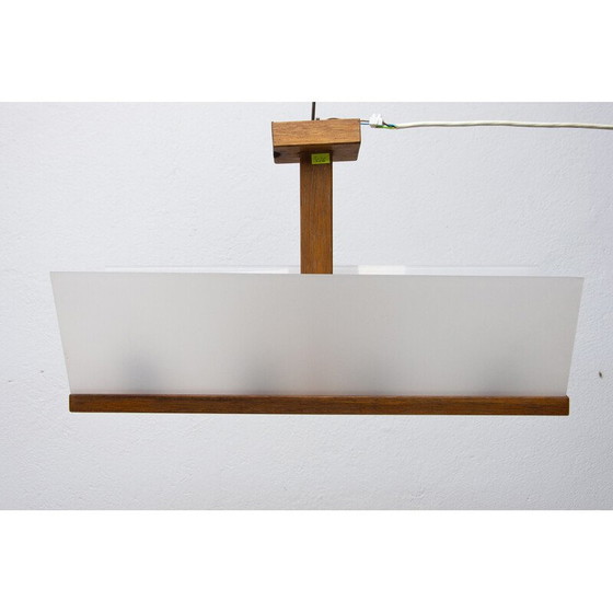 Image 1 of Vintage glass and beech pendant lamp for Krásná Jizba, Czechoslovakia 1950s