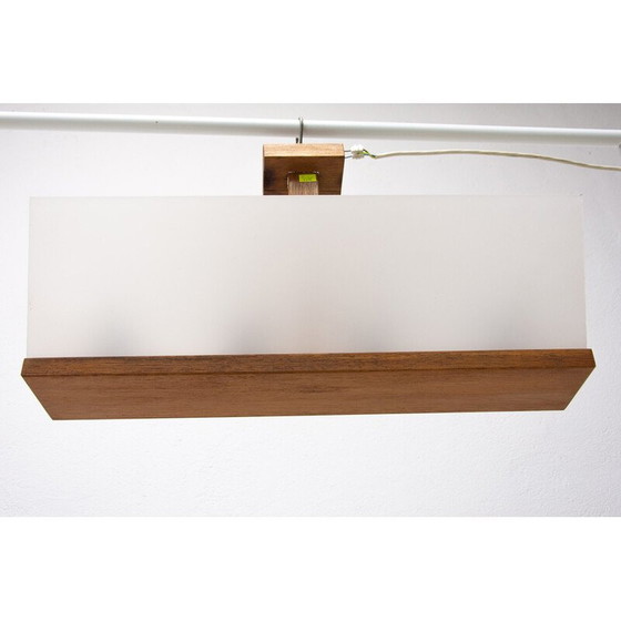 Image 1 of Vintage glass and beech pendant lamp for Krásná Jizba, Czechoslovakia 1950s