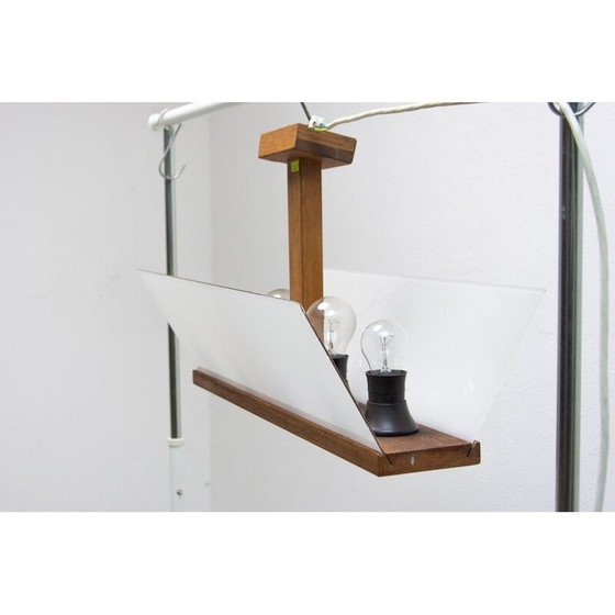 Image 1 of Vintage glass and beech pendant lamp for Krásná Jizba, Czechoslovakia 1950s