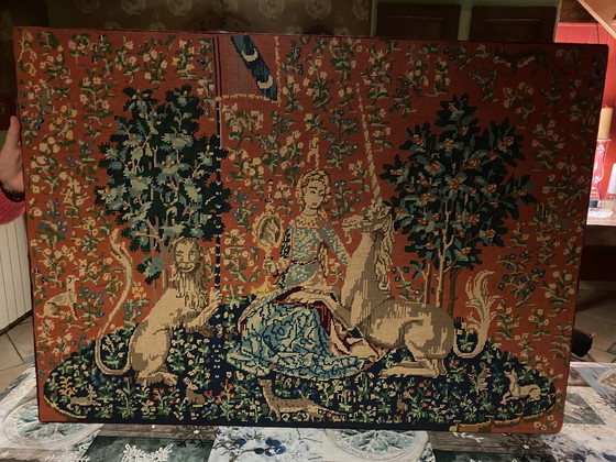 Image 1 of Hand-made tapestry "La dame à la Licorne3