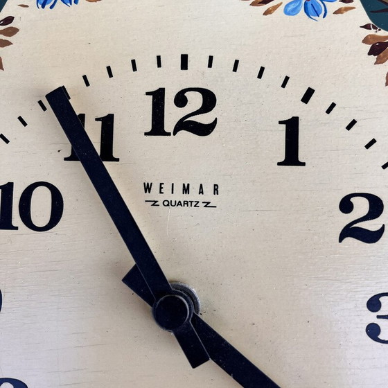Image 1 of Vintage wall clock with wooden dial, Germany 1970