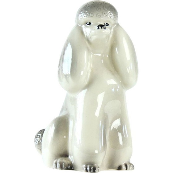 Image 1 of Vintage Poodle Statue in Porcelain by Jikohera Czechoslovakia 1960s