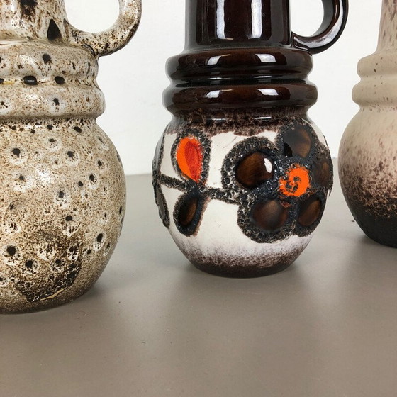 Image 1 of Set of 3 vintage fat lava ceramic vases for Scheurich, Germany 1970