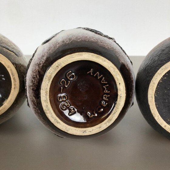 Image 1 of Set of 3 vintage fat lava ceramic vases for Scheurich, Germany 1970